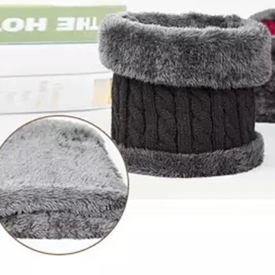Black-Scarf. Утолщенный Теплый Бархатный шарф, зимняя шапочка, шапки, костюм для мужчин, Одноцветный кольцевой шарф, хеджирующие шапки, женские шарфы для шеи, Женские аксессуары унисекс - Цвет: Black-Scarf.