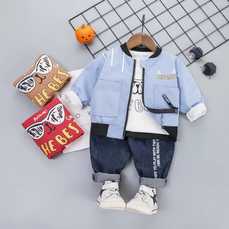 

2019 Autumn Clothing New Style Korean-style Male Baby Cardigan Three-piece Set Spring And Autumn Long Sleeve CHILDREN'S Suit Tre