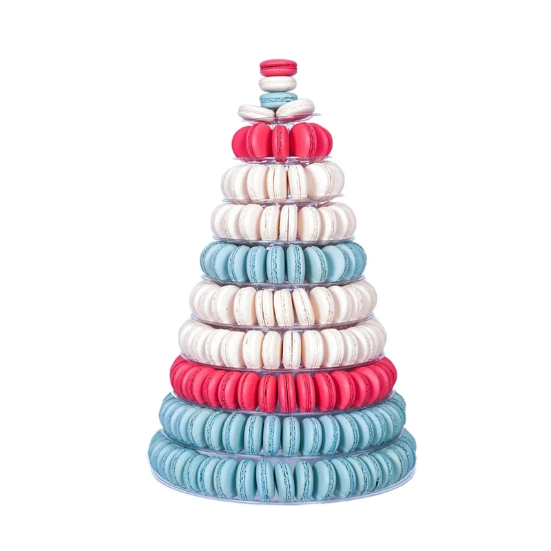  10 Tier Tower Macaron Macaron Display Stand Round Cake Stand PVC Tray Birthday Wedding Display Rack