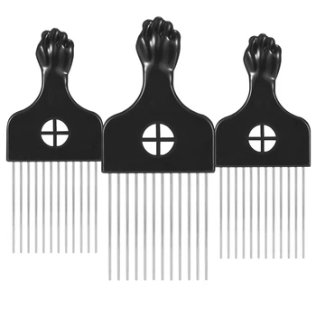 

3Pcs Wide Teeth Brush Pick Comb Fork Hairbrush Insert Hair Pick Comb Plastic Gear Comb for Curly Afro Hair Styling Tools