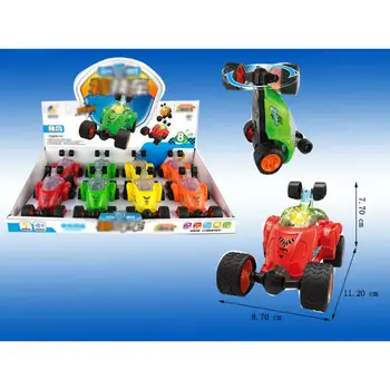 

8pcs Stunt Car with Light and Music, Electric Mini Dump Car Rolling Rotating Wheel Vehicle Truck Kids Toy