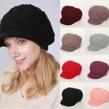 Женские зимние теплые вязаные Козырьки Шляпы крючком громоздкие Мешковатые шапочки