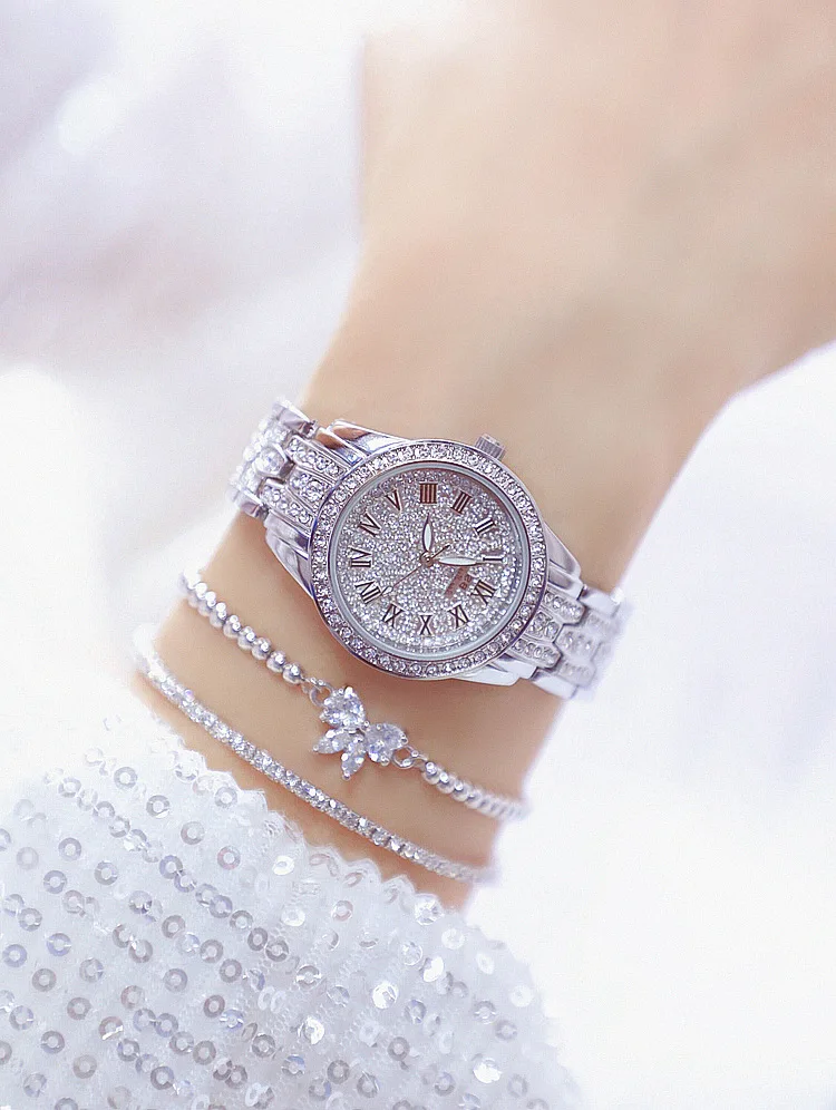 

Luxury Woman's Watches Famous Brand Stylish Full Rhinestone Silver Gold Lady Wrist Watch Female Wristwatch bayan kol saati 2020