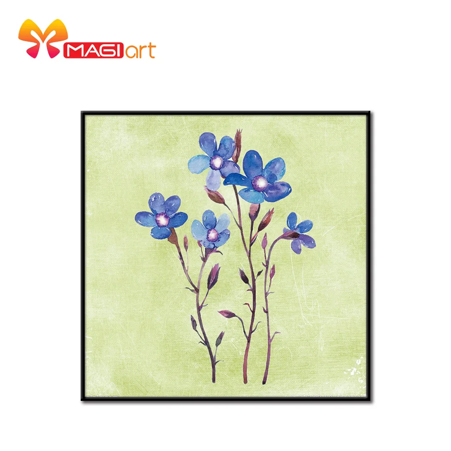 

Cross stitch kits Embroidery needlework sets 11CT water soluble canvas patterns 14CT Floral style little blue flowers-NCMF191