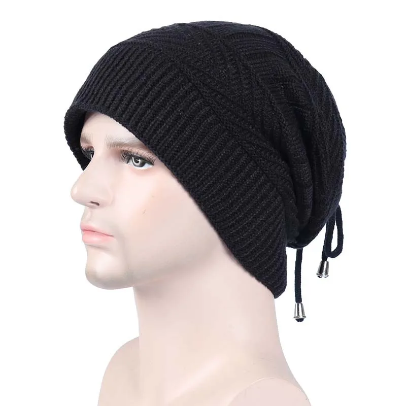 mens leather bomber hat New product autumn and winter multi-purpose pleated woolen hat, ladies outdoor plus cashmere knitted hat, warm hat, pullover hat sheepskin flying hat