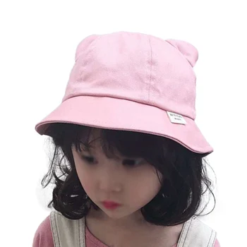 

Children Girls Cute Solid Color Casual All-match kids Cute Concise Sunscreen Beach Bucket Hats 51-54cm