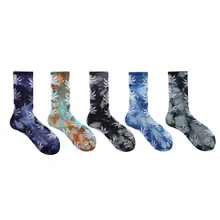 Autumn Winter New Socks Personality Composite Color Maple Leaf Pattern Breathable Deodorant Anti-Friction Tube Socks Unisex