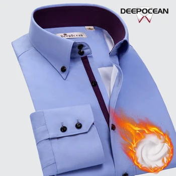 

DEEPOCEAN plus velvet thick warm shirt men's long-sleeved shirt business casual loose mercerized cotton pure cotton
