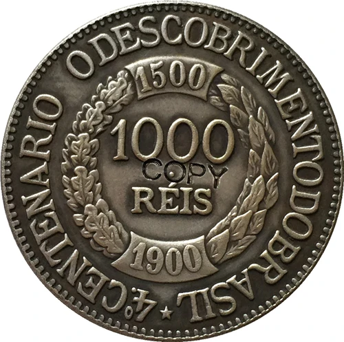 1900 Бразилия 1000 рейс копия монет