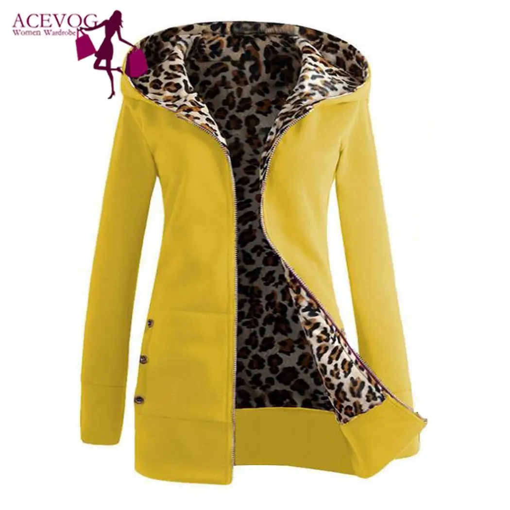 

Women Sweatshirt Coat Patchwork Plus Velvet Casual Straight Lining Warm Mid Slim Length Fall and Winter Jacket