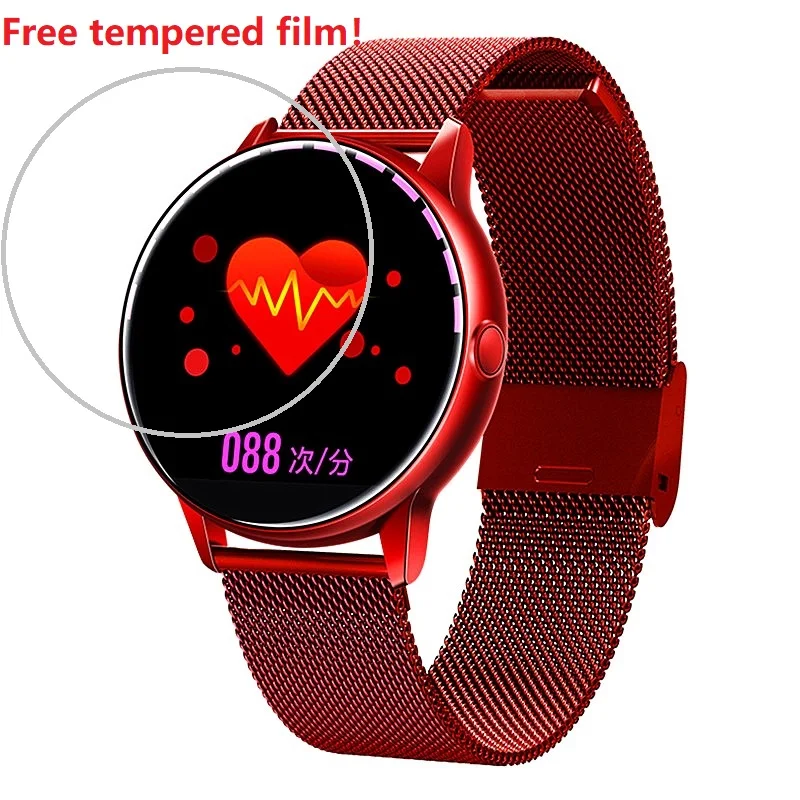 C009 METAL RED C009 Смарт-часы с полным сенсорным экраном, водонепроницаемые часы-браслет, женские Смарт-часы для IOS, Android, сердечного ритма, PK DT88 - Цвет: C009 METAL RED