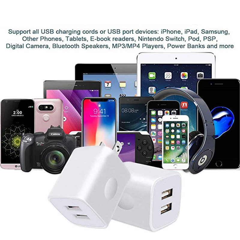 Для iPhone samsung смартфон 2 USB ЕС Великобритания США штекер двойной USB адаптер питания 5 В 2A Австралия Новая Зеландия AU вилка настенное зарядное устройство