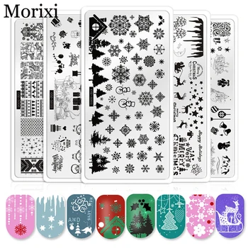 

1PC christmas stamping plate 12 colors snow flower christmas tree snow man gift pattern Steel plate printing template MZ215