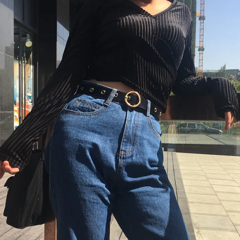 Leosoxs Gold Round Buckle Studded 