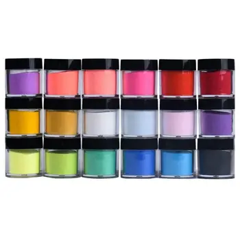 

18 Colors Nail Art Tips UV Gel Powder Dust Design 3D DIY Decoration Set