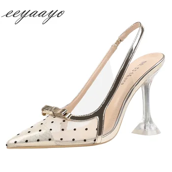 

2020 New Summer Women Sandals High Thin Heel Pointed Toe Butterfly-Knot Sexy Ladies Women Shoes Gold Party High Heels