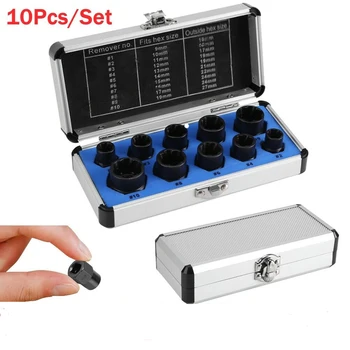 

10 PCS/Set 9-19mm Damaged Bolt Nut Screw Remover Extractor Removal Threading Tools Kit
