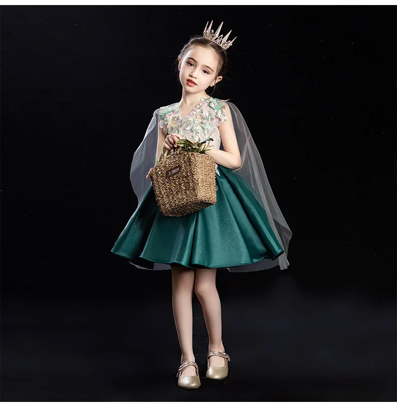 Детское платье принцессы пышная трикотажная одежда для подиума для девочек фортепиано костюм весенне-летнее торжественное платье
