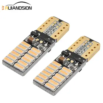 

2pcs 2W T10 192 194 168 W5W LED Bulbs 24SMD 3014 Car clearance side marker Lamp Pink 12V Canbus Error Free 300lm Yellow white