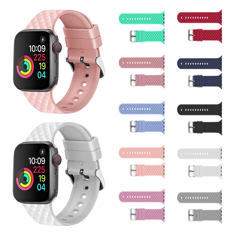 Силиконовый ремешок для умных часов Apple Watch 1/2/3/4/5 поколения 38/40 мм 42/44 сменный