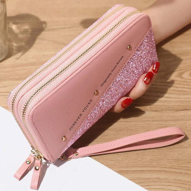 Cartera De Mano De Lujo Con Cremallera Para Mujer, Monedero Largo,  Tarjetero - Carteras - AliExpress