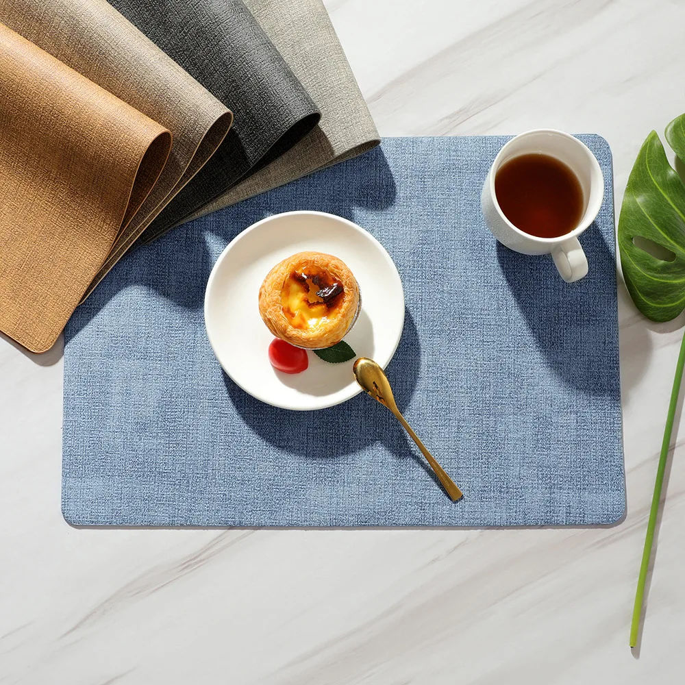 

Cloth Pattern Leather Placemat, Home Hotel Western Placemat, Double-Sided Square Table Mat