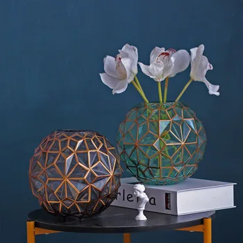 

Nordic Luxury Diamond Check Glass Flower Vase Home Decoration Modern Art Flower Vase Plant Holder Desk Hydroponics Room Decor
