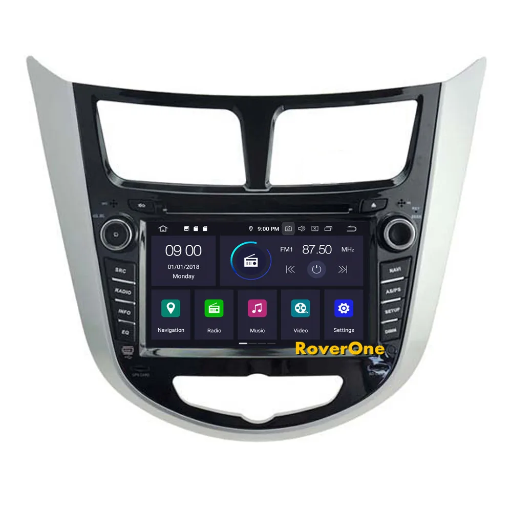 Cheap RoverOne Car DVD GPS For Hyundai Verna Solaris 2010 - 2014 Android 9.0 Octa Core 4G+64G Navigation Radio Stereo PhoneLink 6