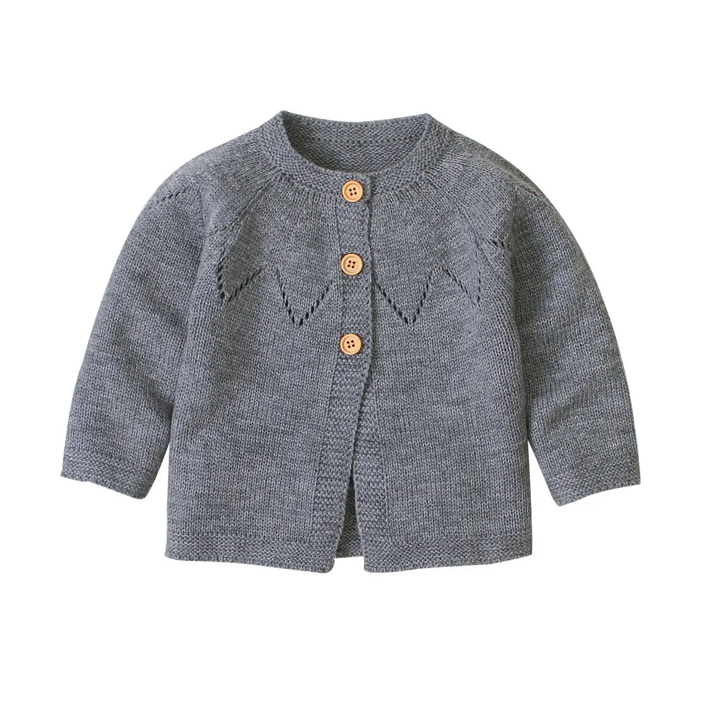 На осень для малышей для маленьких мальчиков кардиган для девочек одноцветное Цвета свитер, вязаный крючком пуловер Длинные рукава Одежда# p4