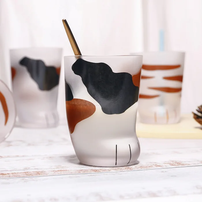 Кошачий коготь в форме чашки из матового стекла кружка для молока С Рисунком Тигра кофейная чашка подарок JS23