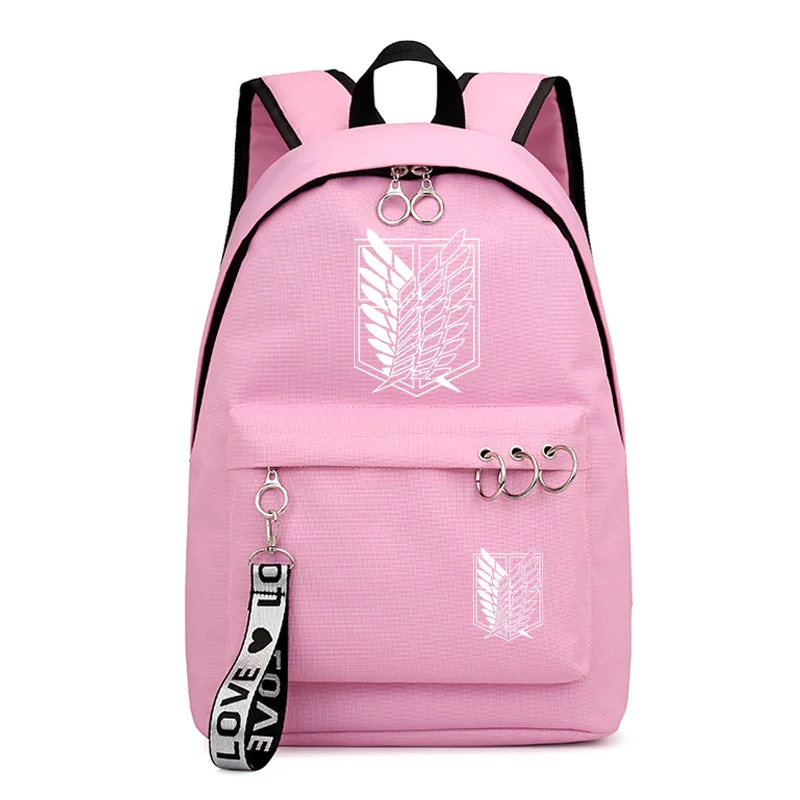 Обувь для косплея по аниме «атака на Титанов» рюкзак школьный книги сумки для девочек группа Mochila Дорожная сумка для ноутбука кольцо с изображением ленты рюкзак в форме круга розового и черного цвета - Цвет: Style 12