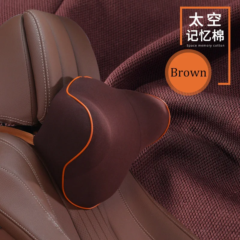 Автомобильная подушка для шеи 3D подушка из пены с эффектом памяти моющаяся подушка для поддержки головы подушки для сиденья автомобиля задняя подушка для офисного стула Универсальная - Цвет: Brown