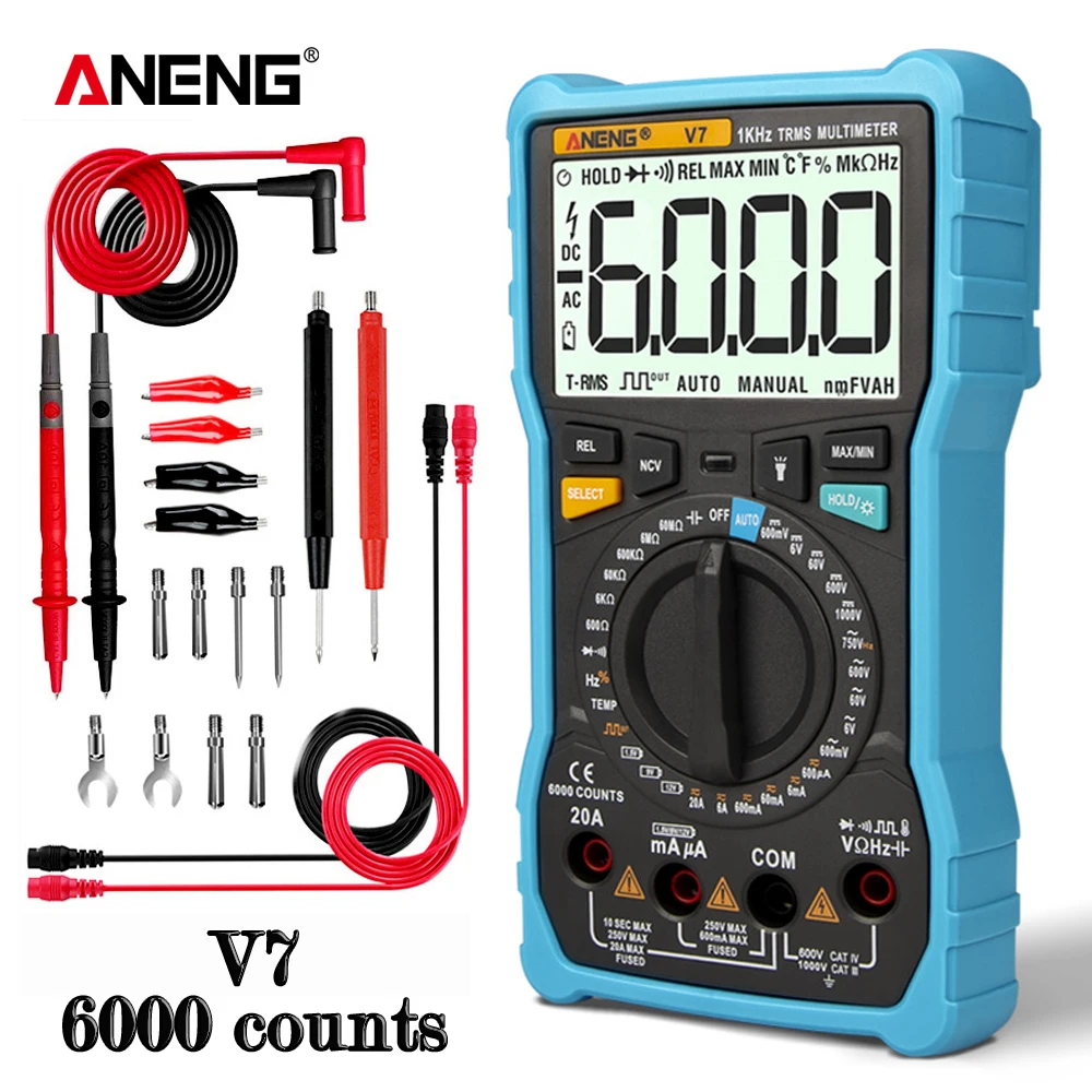 

ANENG V7 Digital Multimeter 6000 Counts Avometer Transistor Capacitor Tester Multimetro Digital Profissional Lcr Meter Multimetr