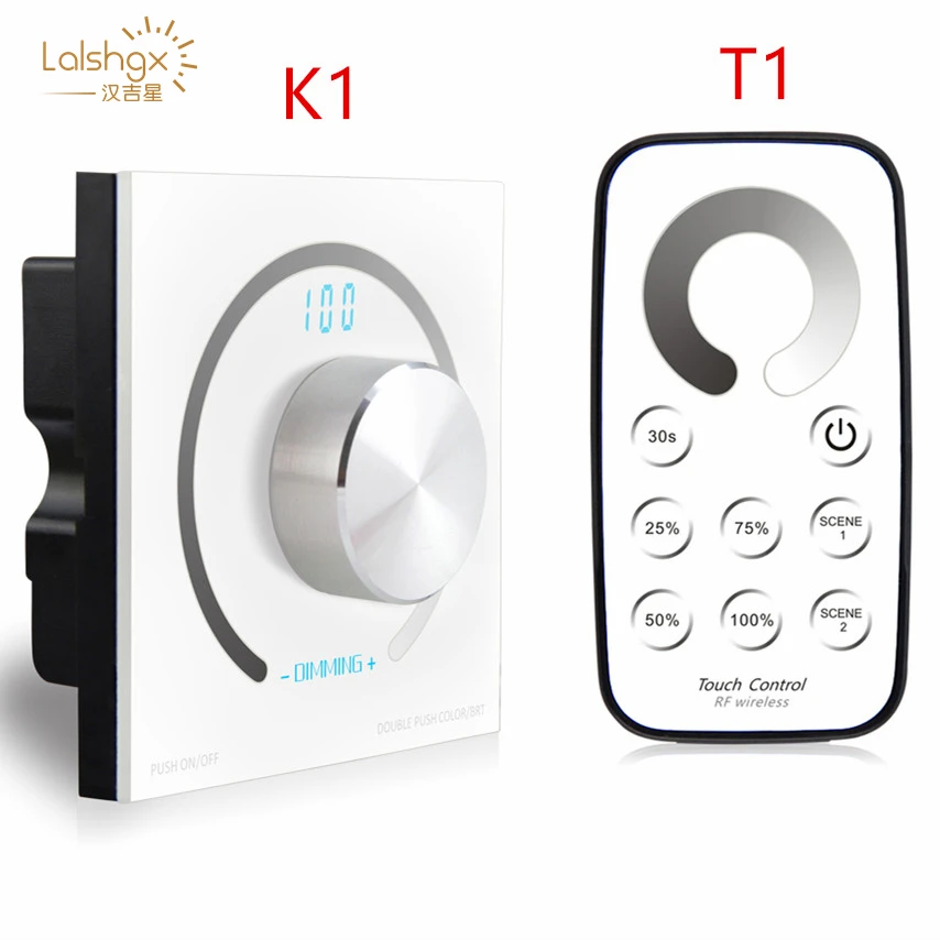

DC12V-24V Rotary single color touch panel dimmer Switch knob RF Remote led controller For 5050 led strip light tape ribbon
