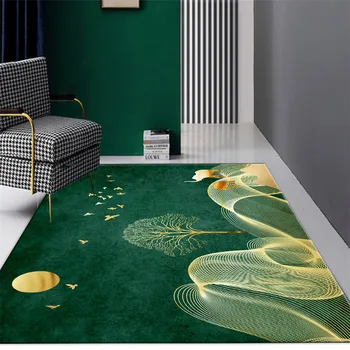 

Nordic Abstract Green Golden Elephant Carpet Living Room Sofa Rug Floor Mat Beside Table Chair Bedside Mat Hallway Rug