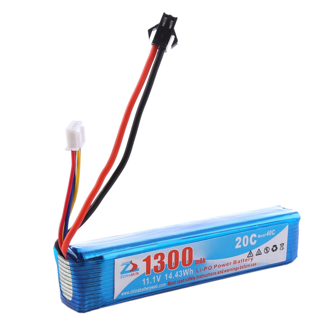 Модифицированная часть 1300mAh 11,1 V 14.43Wh литий-полимерный аккумулятор