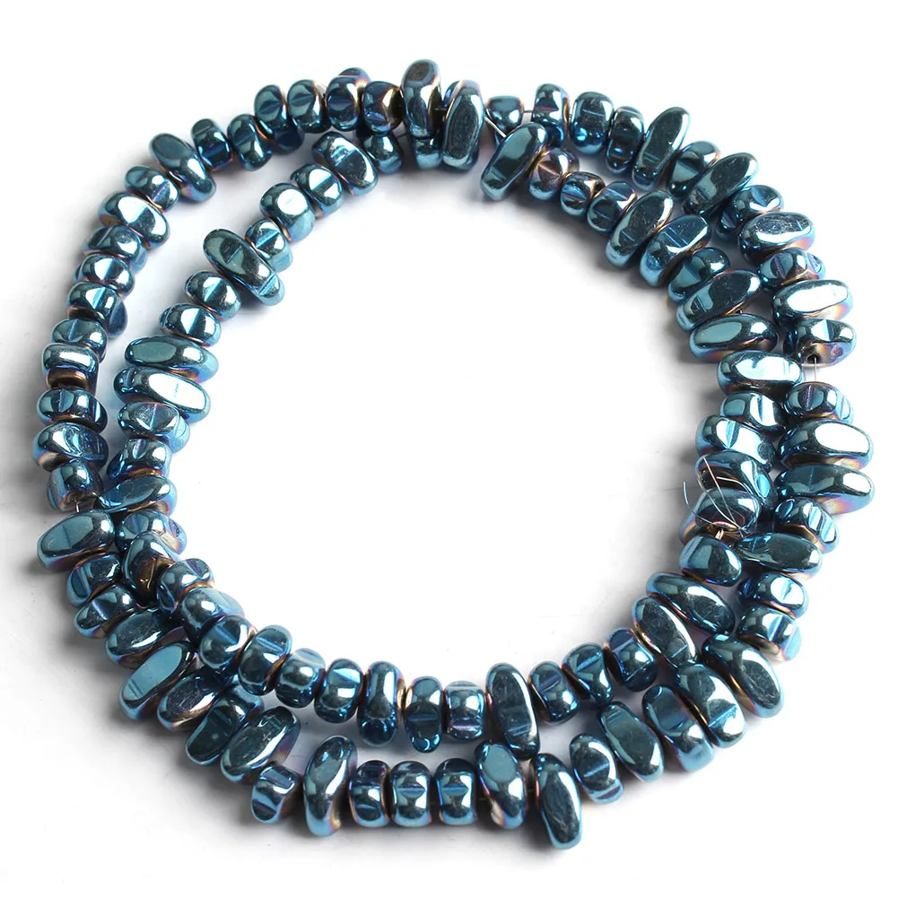 Natural Matte KC Gold Plated Hematite Stone Irregular Gravel Spacer Beads For Jewelry Making DIY Beaded Bracelet 15''