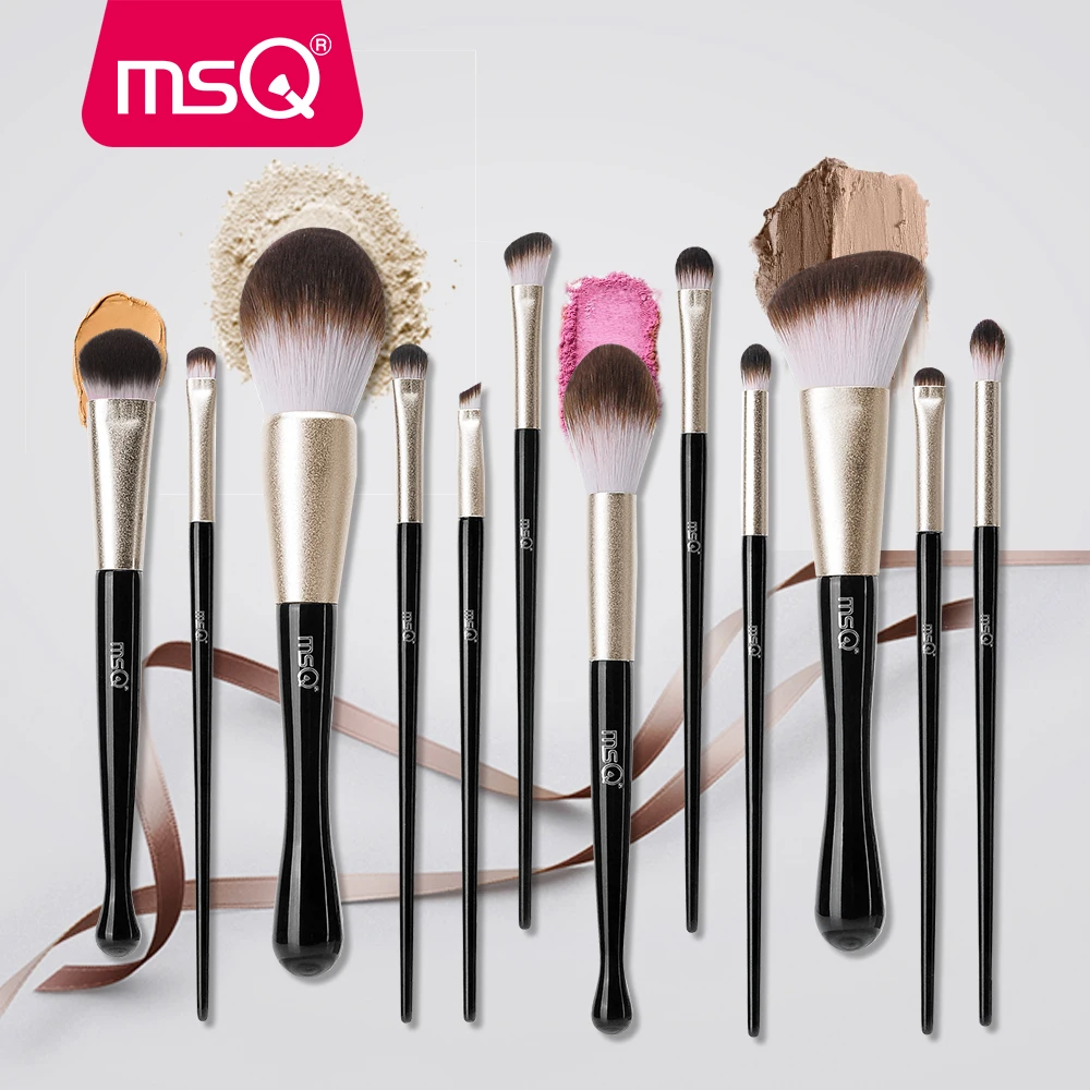 MSQ набор кистей для макияжа Профессиональный 12 шт Косметическая Пудра Тени для век Контур основа макияж набор кистей синтетические волосы