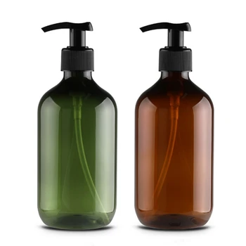 

500ml Clear Press Pump Brown Empty Bottle Refillable Shampoo Lotion Liquid Soap Dispenser ContainerS313