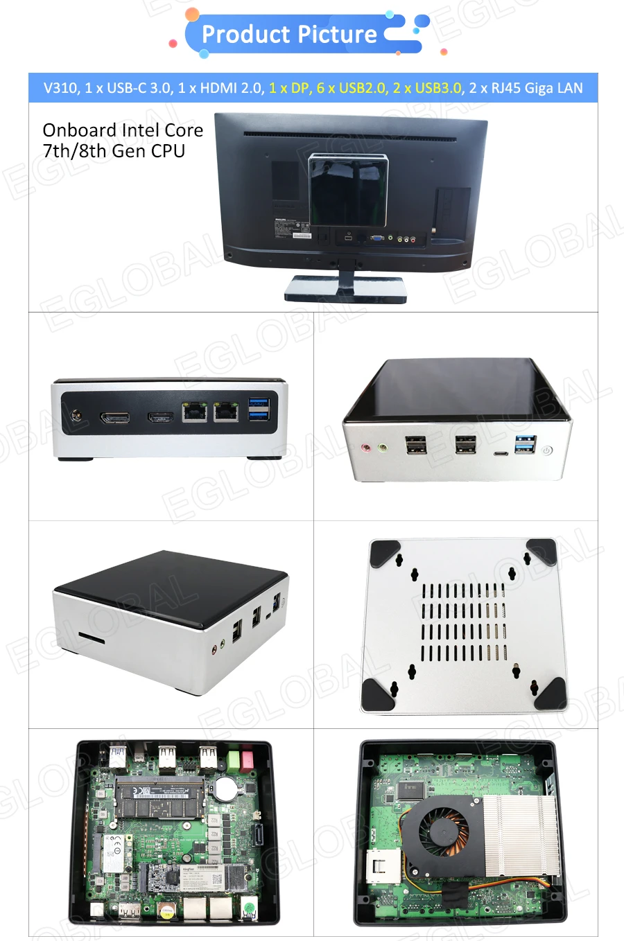 Eglobal Micro PC Barebone with New Intel Core i7 10510U/i3 10110U, Windows TV BOX, 2 LAN, DP, HD, Dual Band WiFi, Desktop Mini Computer. Description Image.This Product Can Be Found With The Tag Names Barebone Mini PC, Computer Office, Eglobal