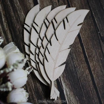 

Wooden Feather Shape Art Projects Craft Decoration Gift Decoupage Laser Cut
