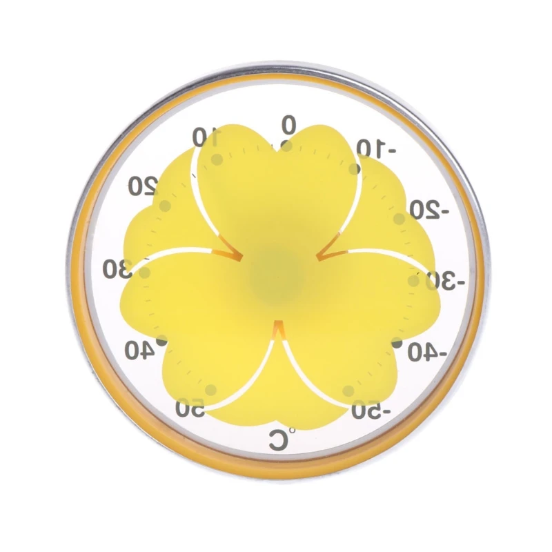 3 дюйма желтого цвета с цветочным принтом на термометр прозрачные круглые окна висит Температура Прямая поставка Поддержка