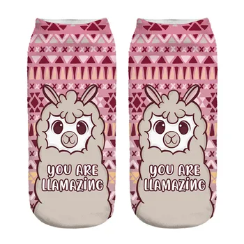 

3d Digital Socks Printing Alpaca Women Adult Invisible Socks Magic Socks Ankle Socks 3d Printing Sock Art Socks For Female #W3