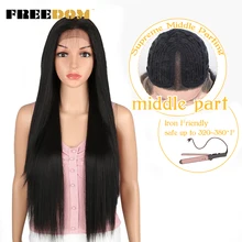

FREEDOM Synthetic Lace Wigs For Black Women 32 Inch Long Straight Wigs Ombre Cosplay Wig Middle Part Synthetic Lace Wig