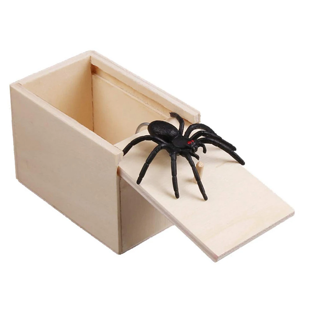Подарок на день дурака, деревянный розыгрыш, домашний офис, пугающая игрушка, коробка, кляп, паук, мышь, детский Забавный подарок - Цвет: Spider