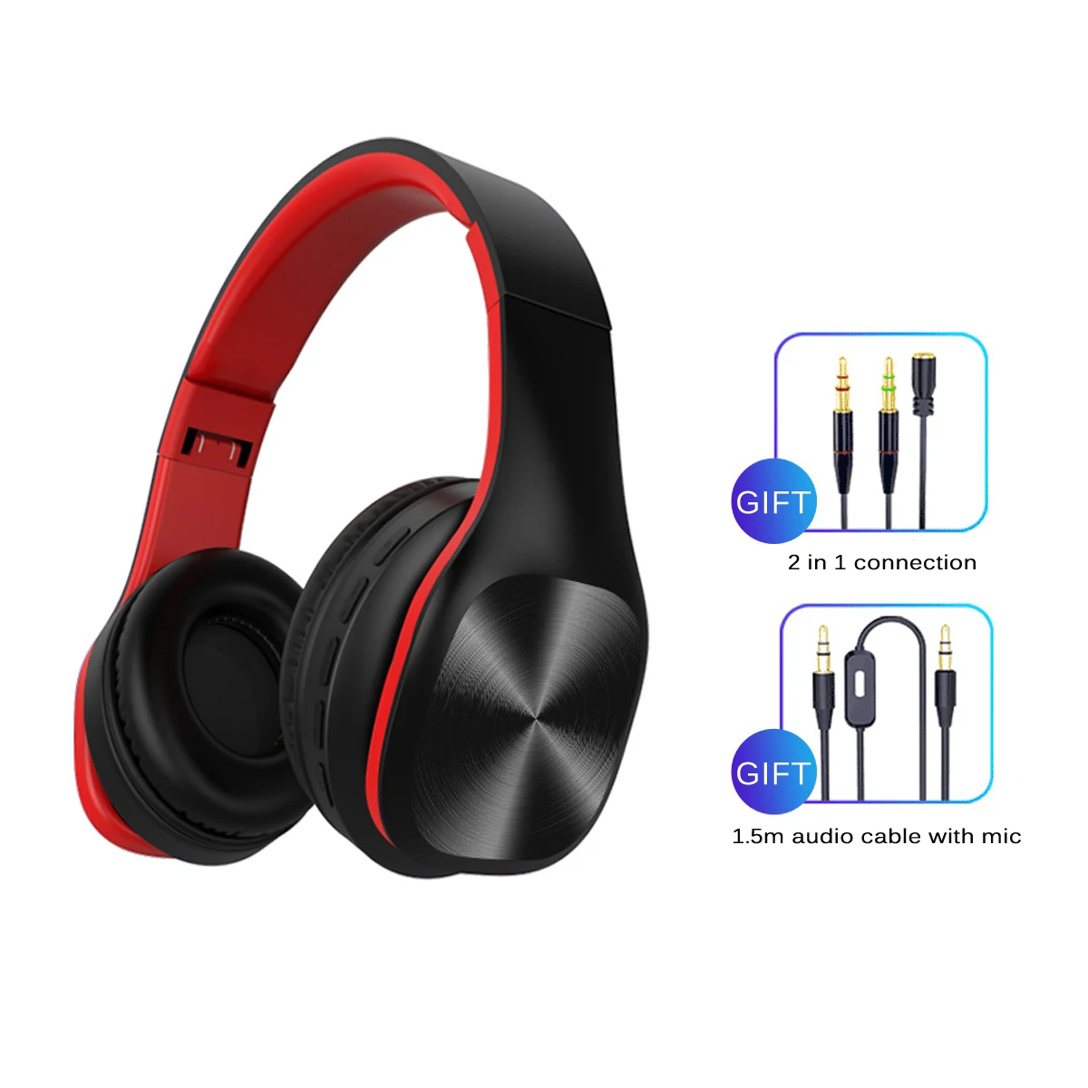 Гибкий Кронштейн для наушников Bluetooth 5,0 губка Складная 7 звуковых эффектов провод или беспроводной режим 68h время воспроизведения гарнитура - Цвет: Красный