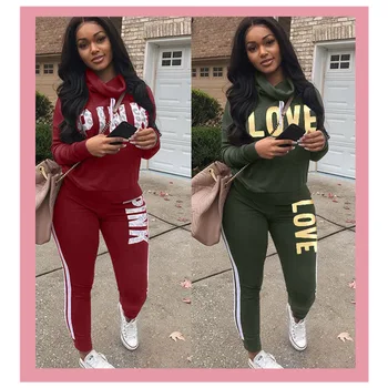 

2020 Hot Sale Letter PINK Tracksuit Women's Two Piece Sets Sweatshirts And Pants Outfits Sports Jogger Female Overalls Clothing