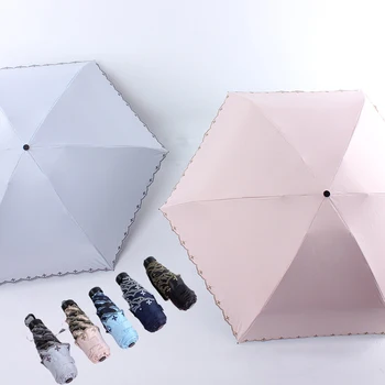 

Mini Sun Umbrella Lucky Grass Embroidery Woman's Pocket Umbrella Anti UV Five Folding Umbrellas Girls Light Portable Parapluie