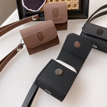 

Business style Luxury Leather Bluetooth Wireless Earphone Case For Apple AirPods Pro Apple Air pods 12 with Wrist Strap