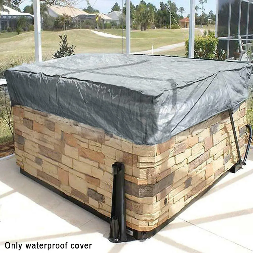 Плавательный бассейн открытый непромокаемый анти УФ спа пылезащитный чехол сверхмощный Серебряный полиэстер Регулируемый эластичный легко носить Покрытие Ванны